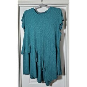 Free People Zoa Mini Dress Size Large Tropical Teal 100% Cotton